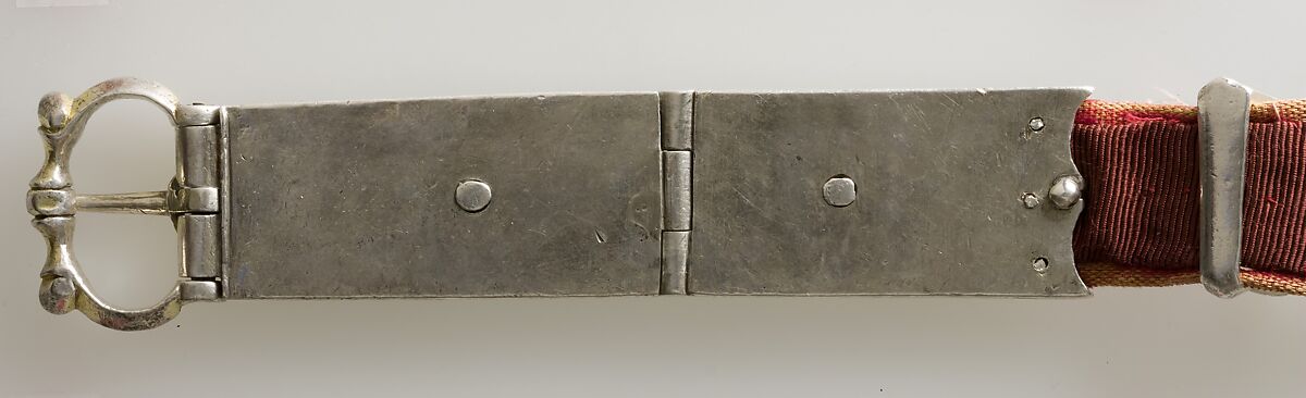 Belt, Silver, with traces of gilding and enamel; modern textile support, North Italian