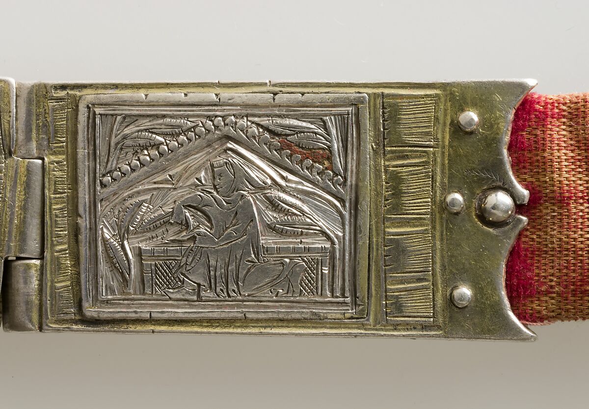 Belt, Silver, with traces of gilding and enamel; modern textile support, North Italian