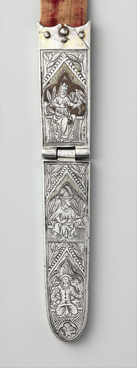 Belt, Silver, with traces of gilding and enamel; modern textile support, North Italian