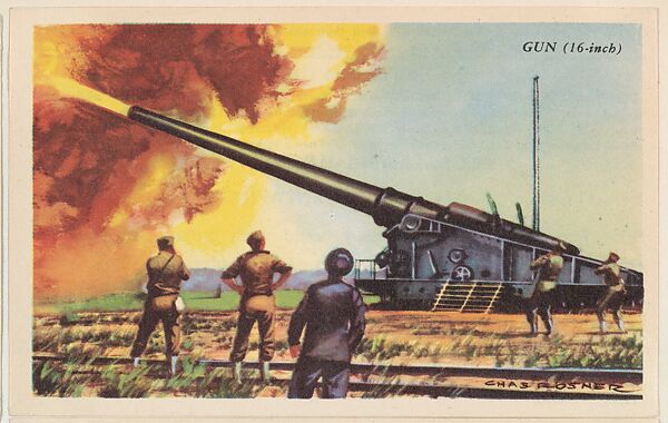 Gun (16-inch), bakery card from the Speed Pictures series (D39-8), issued by Bell Bakeries, Inc., Issued by Bell Bakeries, Inc., Commercial color lithograph 