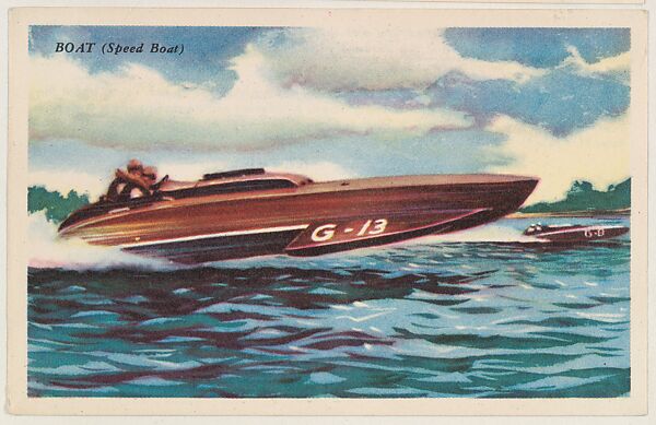 Boat (Speed Boat), bakery card from the Speed Pictures series (D39-8), issued by Bell Bakeries, Inc., Issued by Bell Bakeries, Inc., Commercial color lithograph 