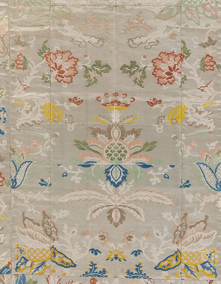 Buddhist Vestment (Kesa), Lampas, silk; squares:silk satin, brocaded, silk and gilt paper-wrapped thread, Japan