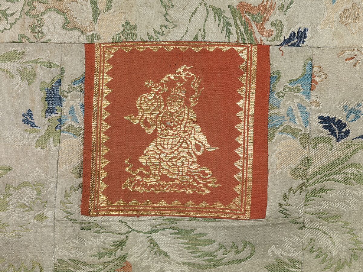 Buddhist Vestment (Kesa) with Figural Squares, Body of the kesa: silk lampas; Squares: silk twill with supplementary weft patterning in metallic thread, Japan
