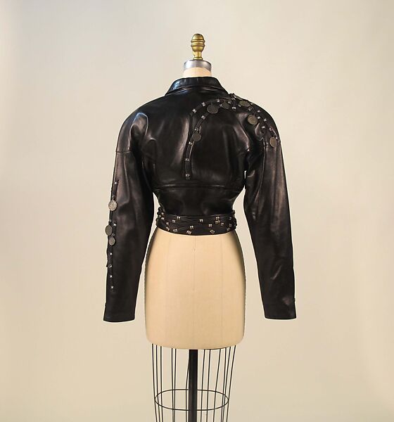 Ensemble, Claude Montana (French, 1949–2024), leather, metal, synthetic (acetate), French