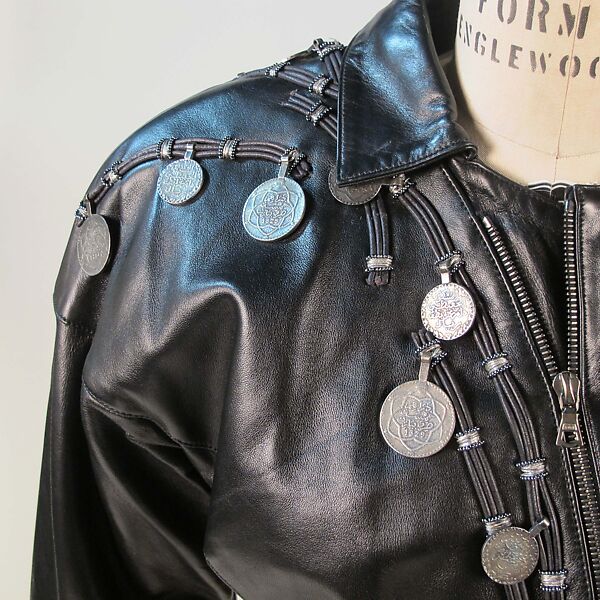 Ensemble, Claude Montana (French, 1949–2024), leather, metal, synthetic (acetate), French