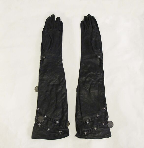 Ensemble, Claude Montana (French, 1949–2024), leather, metal, synthetic (acetate), French