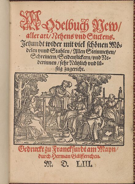 Title page from Modelbuch new, aller Art, Nehens und Stickens (page 1r), Hermann Gülfferich (1542–1554)  , Frankfurt am Main, Woodcut 