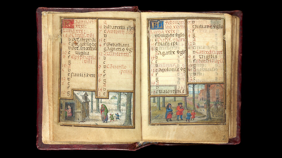 Book of Hours, Simon Bening (Netherlandish, Ghent (?) 1483/84–1561 Bruges), Tempera, gold, and ink on parchment; modern red leather binding, Netherlandish