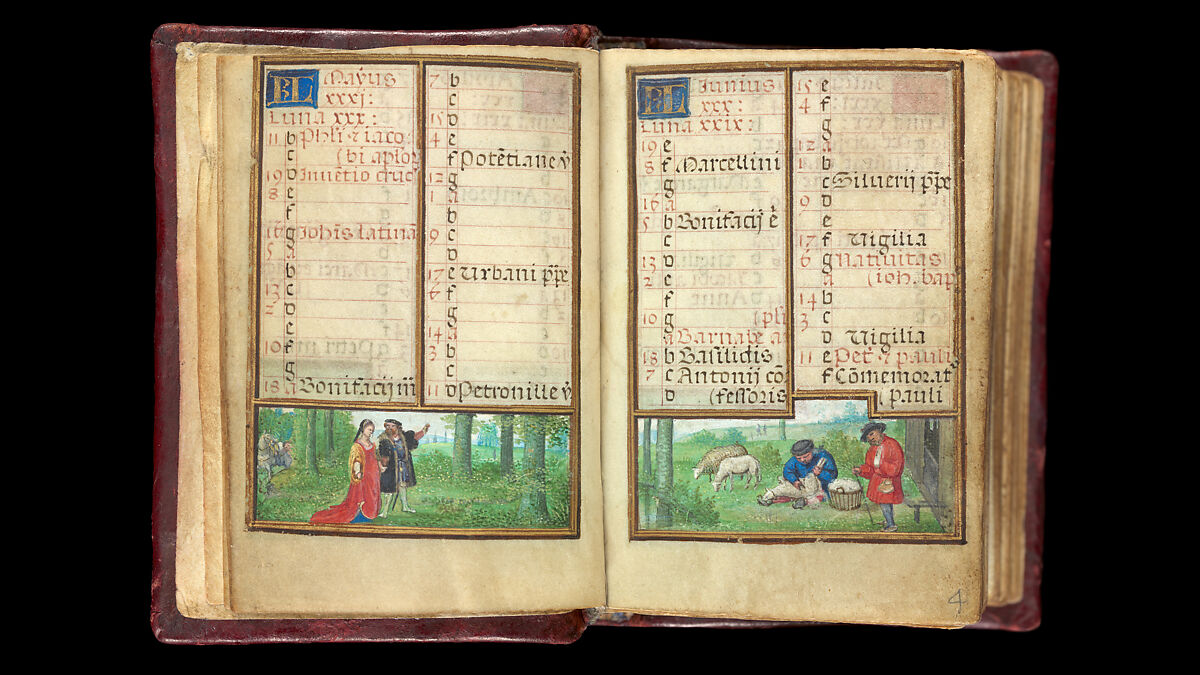 Book of Hours, Simon Bening (Netherlandish, Ghent (?) 1483/84–1561 Bruges), Tempera, gold, and ink on parchment; modern red leather binding, Netherlandish