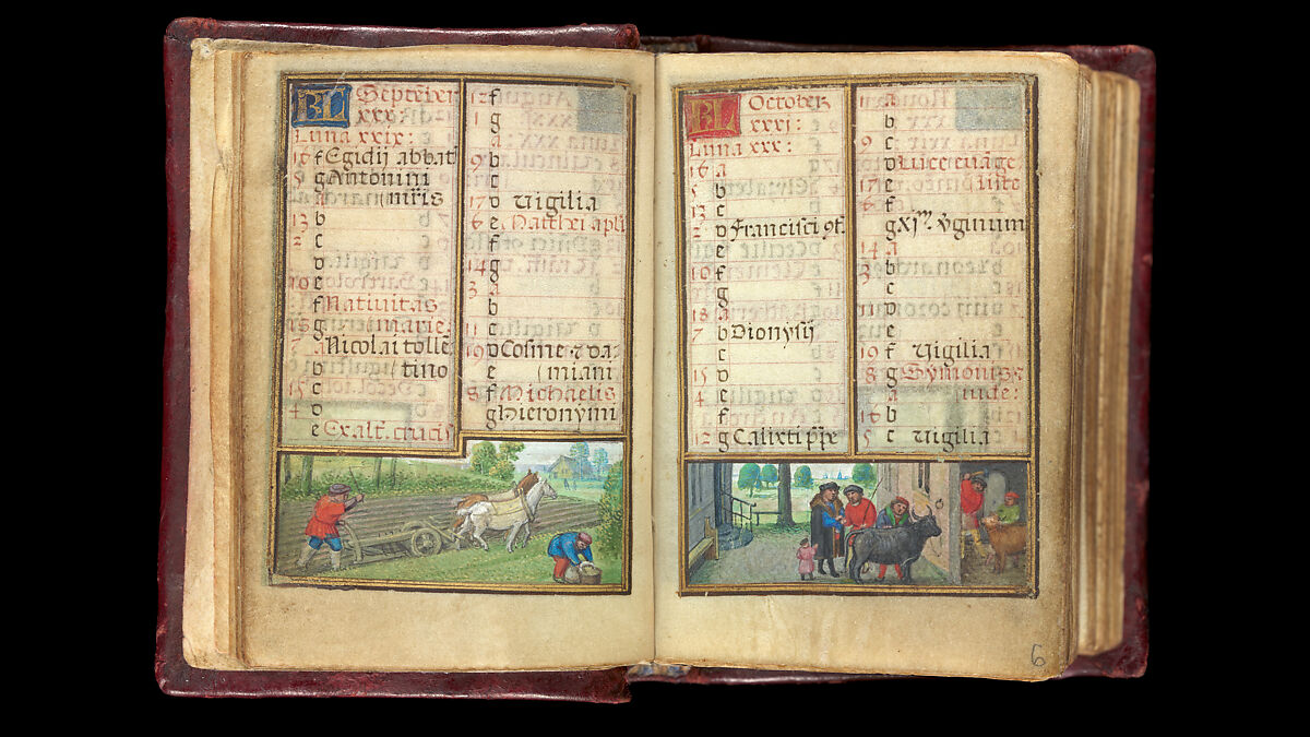Book of Hours, Simon Bening (Netherlandish, Ghent (?) 1483/84–1561 Bruges), Tempera, gold, and ink on parchment; modern red leather binding, Netherlandish