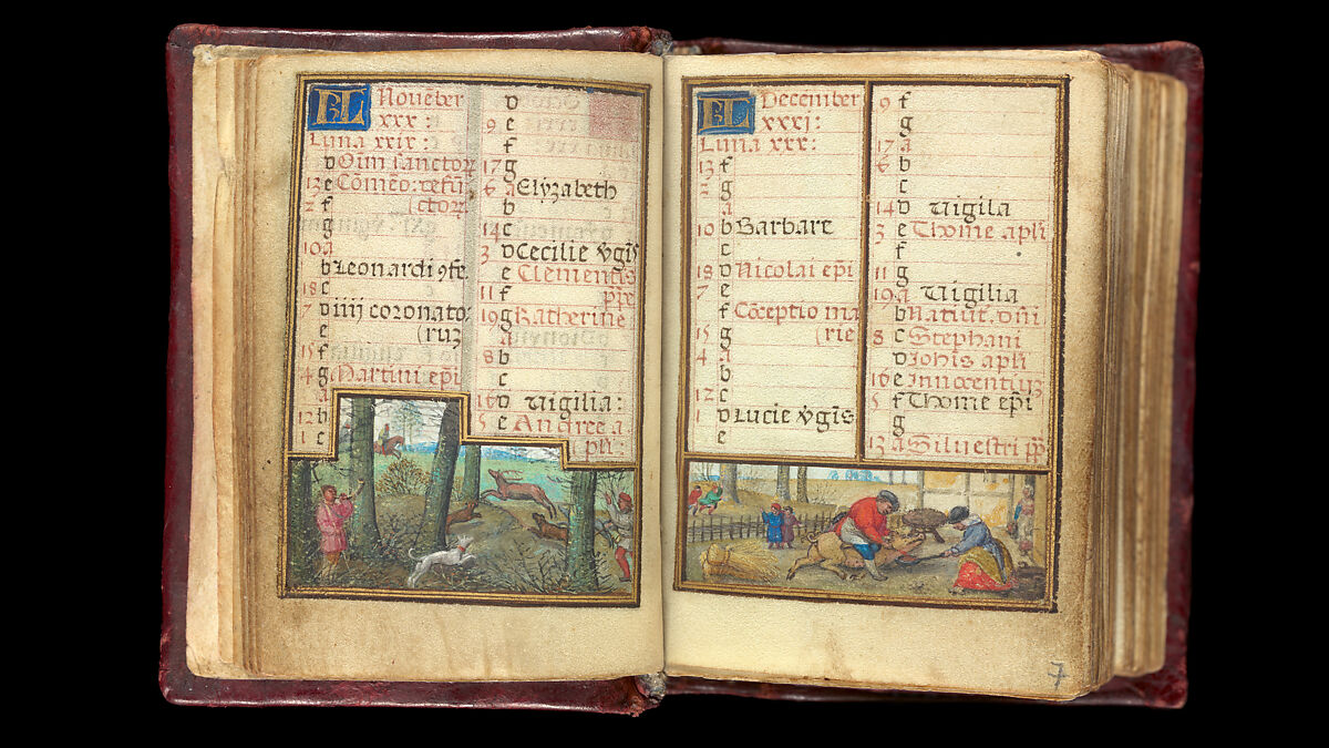 Book of Hours, Simon Bening (Netherlandish, Ghent (?) 1483/84–1561 Bruges), Tempera, gold, and ink on parchment; modern red leather binding, Netherlandish