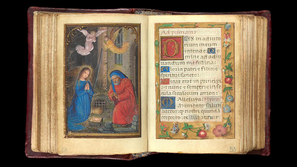 Book of Hours, Simon Bening (Netherlandish, Ghent (?) 1483/84–1561 Bruges), Tempera, gold, and ink on parchment; modern red leather binding, Netherlandish