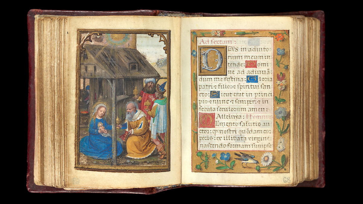 Book of Hours, Simon Bening (Netherlandish, Ghent (?) 1483/84–1561 Bruges), Tempera, gold, and ink on parchment; modern red leather binding, Netherlandish