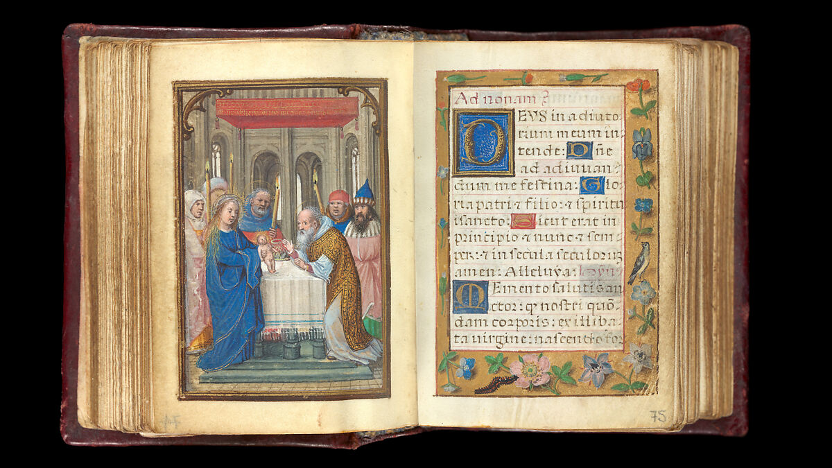 Book of Hours, Simon Bening (Netherlandish, Ghent (?) 1483/84–1561 Bruges), Tempera, gold, and ink on parchment; modern red leather binding, Netherlandish