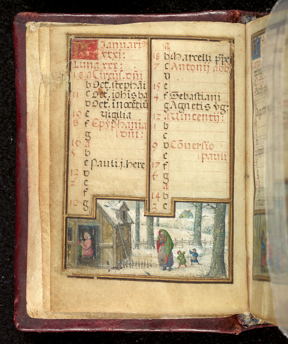 Book of Hours, Simon Bening (Netherlandish, Ghent (?) 1483/84–1561 Bruges), Tempera, gold, and ink on parchment; modern red leather binding, Netherlandish