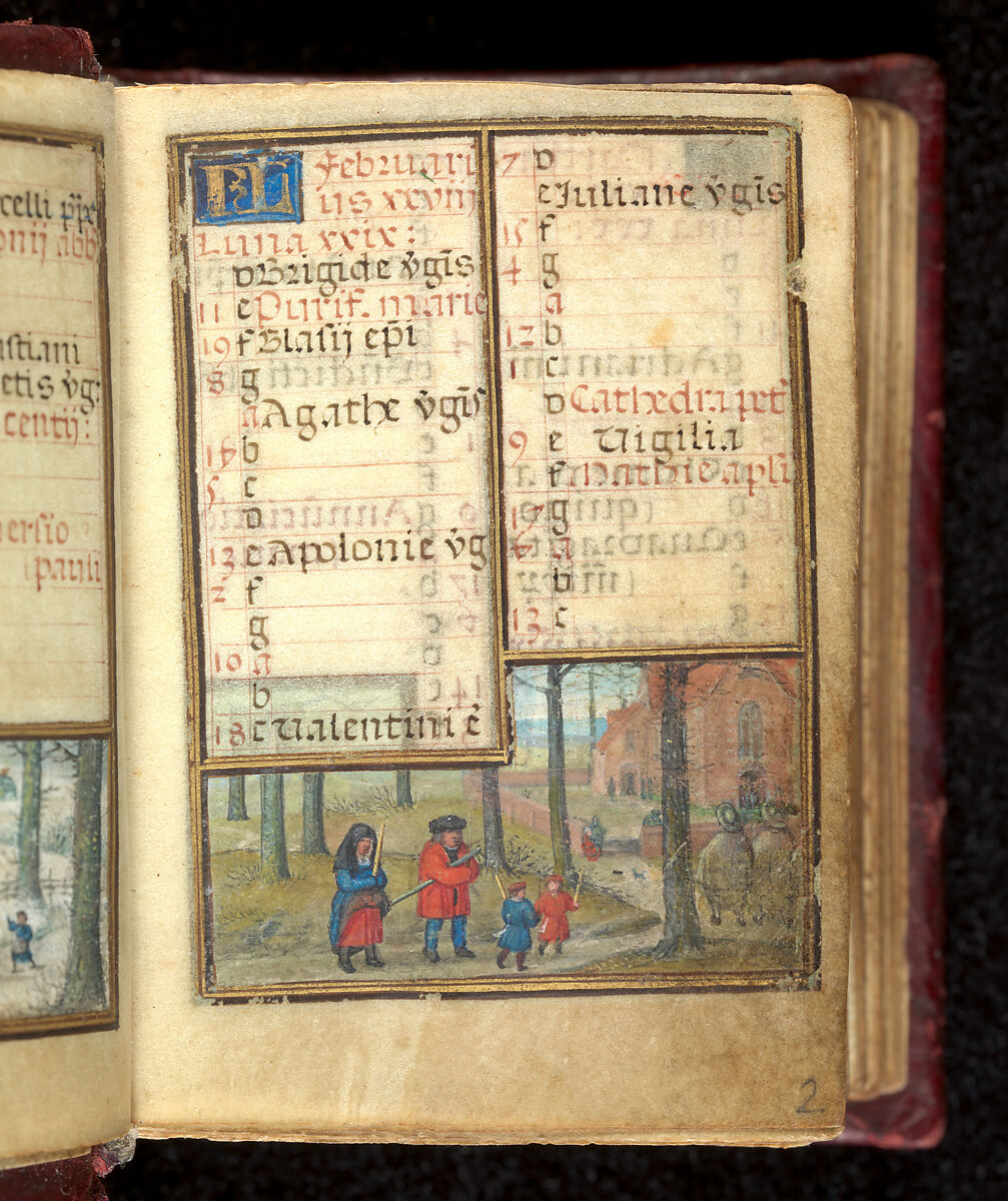 Book of Hours, Simon Bening (Netherlandish, Ghent (?) 1483/84–1561 Bruges), Tempera, gold, and ink on parchment; modern red leather binding, Netherlandish