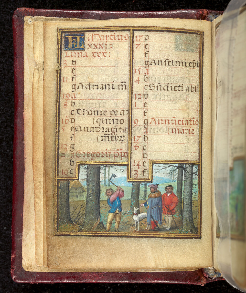 Book of Hours, Simon Bening (Netherlandish, Ghent (?) 1483/84–1561 Bruges), Tempera, gold, and ink on parchment; modern red leather binding, Netherlandish