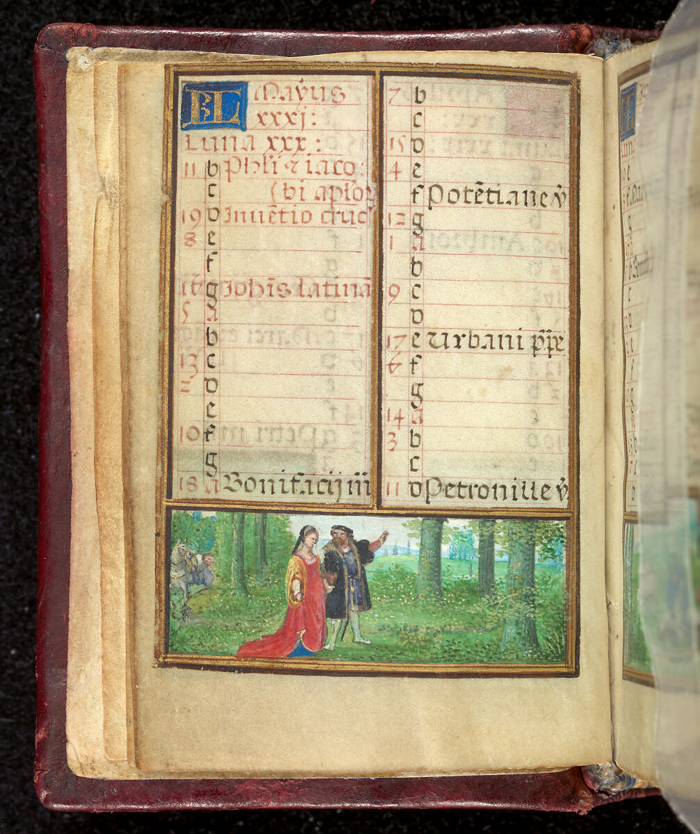 Book of Hours, Simon Bening (Netherlandish, Ghent (?) 1483/84–1561 Bruges), Tempera, gold, and ink on parchment; modern red leather binding, Netherlandish