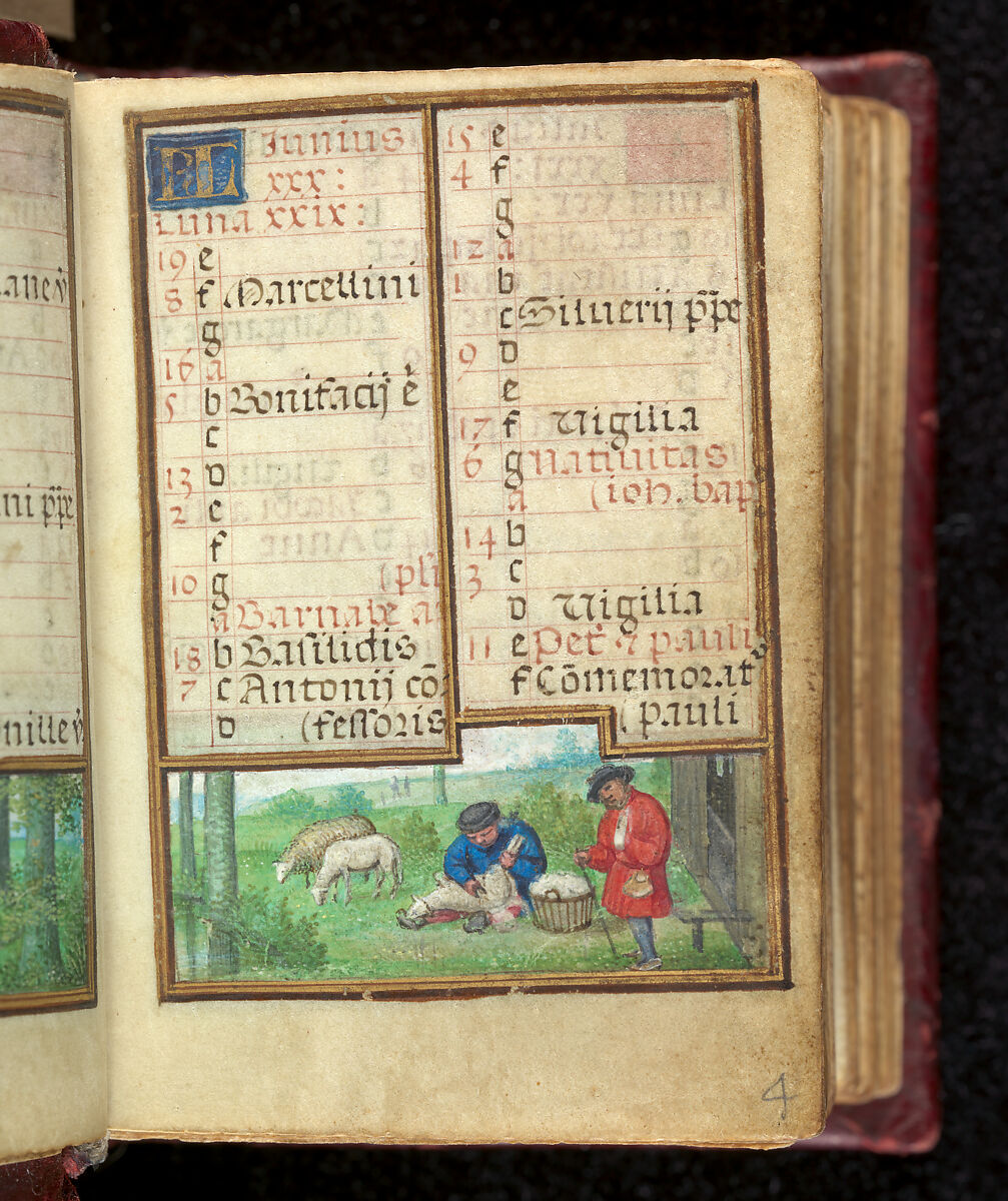 Book of Hours, Simon Bening (Netherlandish, Ghent (?) 1483/84–1561 Bruges), Tempera, gold, and ink on parchment; modern red leather binding, Netherlandish