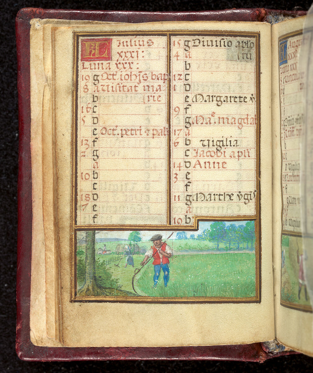 Book of Hours, Simon Bening (Netherlandish, Ghent (?) 1483/84–1561 Bruges), Tempera, gold, and ink on parchment; modern red leather binding, Netherlandish