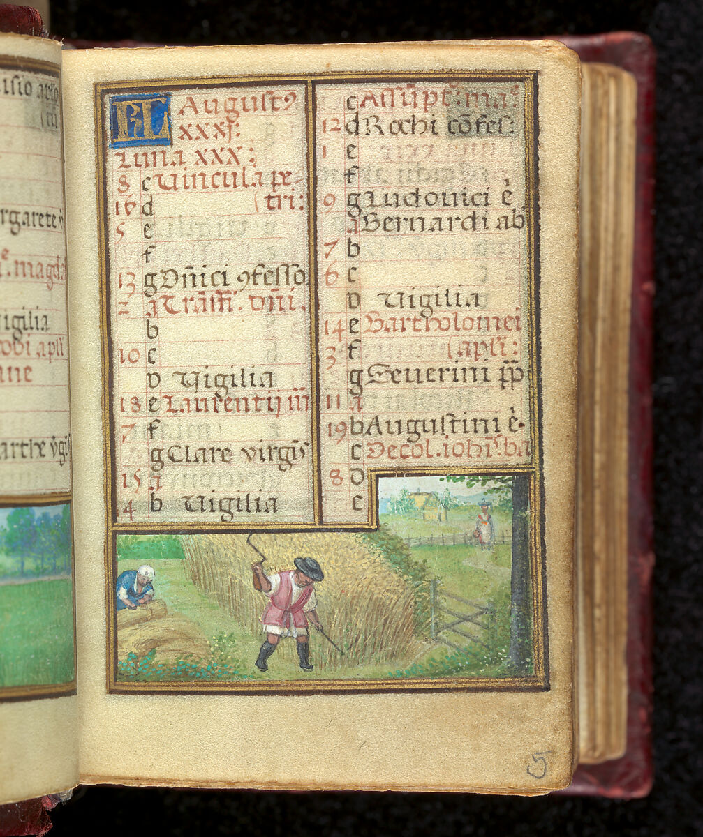 Book of Hours, Simon Bening (Netherlandish, Ghent (?) 1483/84–1561 Bruges), Tempera, gold, and ink on parchment; modern red leather binding, Netherlandish