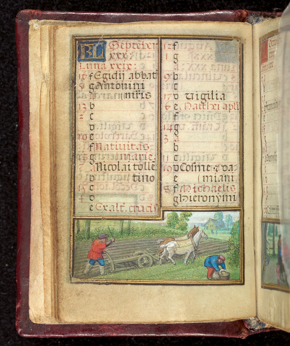 Book of Hours, Simon Bening (Netherlandish, Ghent (?) 1483/84–1561 Bruges), Tempera, gold, and ink on parchment; modern red leather binding, Netherlandish