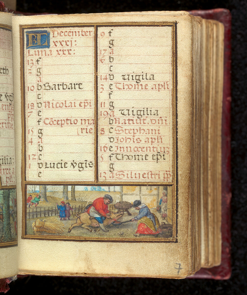 Book of Hours, Simon Bening (Netherlandish, Ghent (?) 1483/84–1561 Bruges), Tempera, gold, and ink on parchment; modern red leather binding, Netherlandish