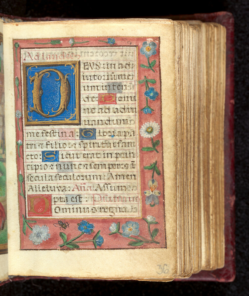 Book of Hours, Simon Bening (Netherlandish, Ghent (?) 1483/84–1561 Bruges), Tempera, gold, and ink on parchment; modern red leather binding, Netherlandish