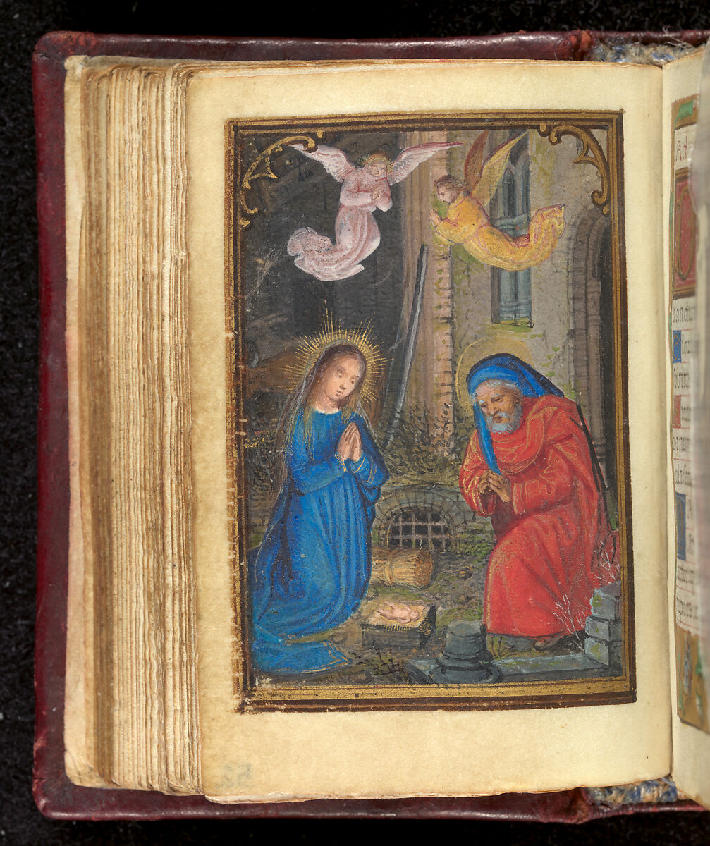Book of Hours, Simon Bening (Netherlandish, Ghent (?) 1483/84–1561 Bruges), Tempera, gold, and ink on parchment; modern red leather binding, Netherlandish
