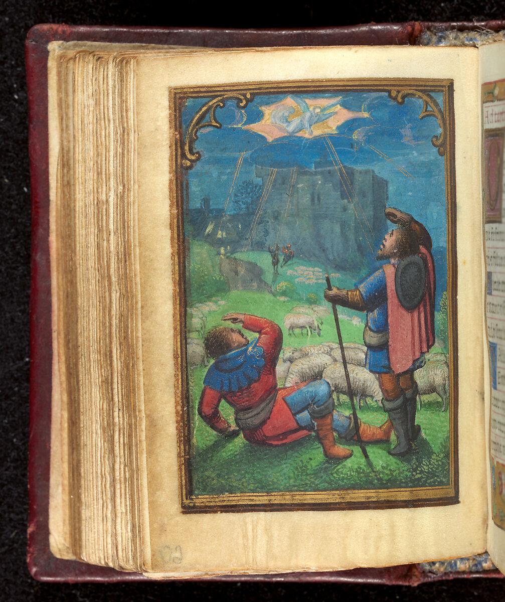 Book of Hours, Simon Bening (Netherlandish, Ghent (?) 1483/84–1561 Bruges), Tempera, gold, and ink on parchment; modern red leather binding, Netherlandish