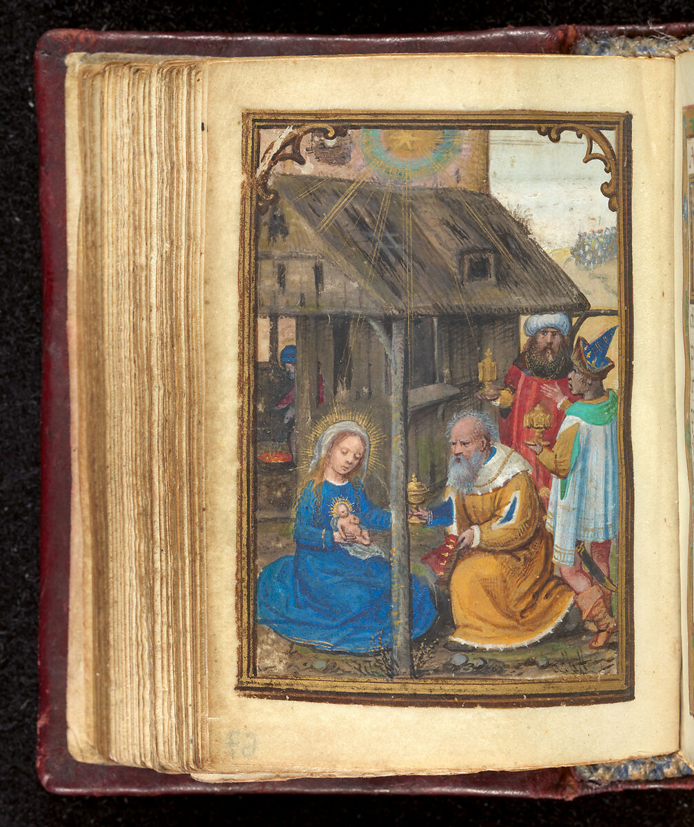 Book of Hours, Simon Bening (Netherlandish, Ghent (?) 1483/84–1561 Bruges), Tempera, gold, and ink on parchment; modern red leather binding, Netherlandish