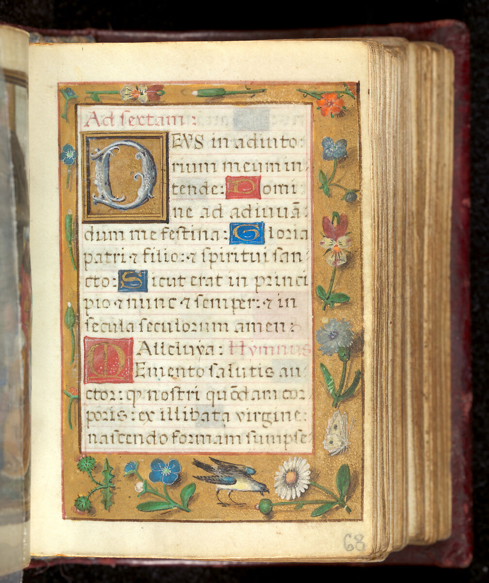 Book of Hours, Simon Bening (Netherlandish, Ghent (?) 1483/84–1561 Bruges), Tempera, gold, and ink on parchment; modern red leather binding, Netherlandish