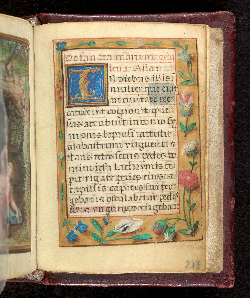 Book of Hours, Simon Bening (Netherlandish, Ghent (?) 1483/84–1561 Bruges), Tempera, gold, and ink on parchment; modern red leather binding, Netherlandish