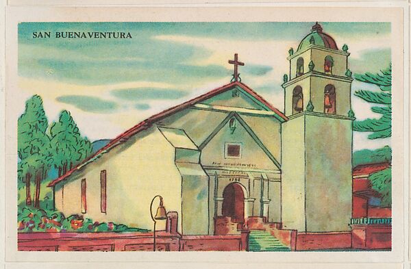 San Buena Ventura, bakery card from the Missions series (D39-6), issued by the Gordon Bread Company, Issued by Gordon Bread Company, Commercial color lithograph 