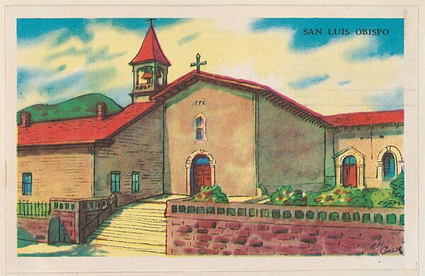 San Luis Obispo, bakery card from the Missions series (D39-6), issued by the Gordon Bread Company, Issued by Gordon Bread Company, Commercial color lithograph 