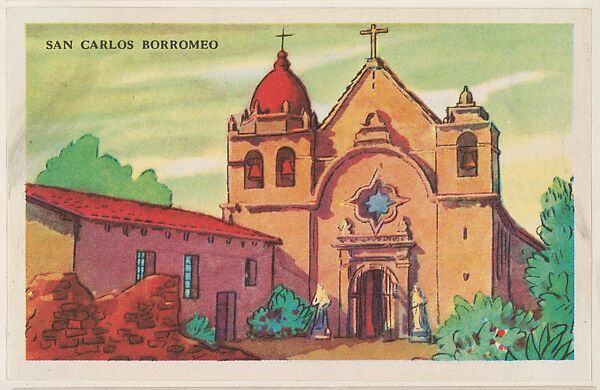San Carlos Borromeo, bakery card from the Missions series (D39-6), issued by the Gordon Bread Company, Issued by Gordon Bread Company, Commercial color lithograph 