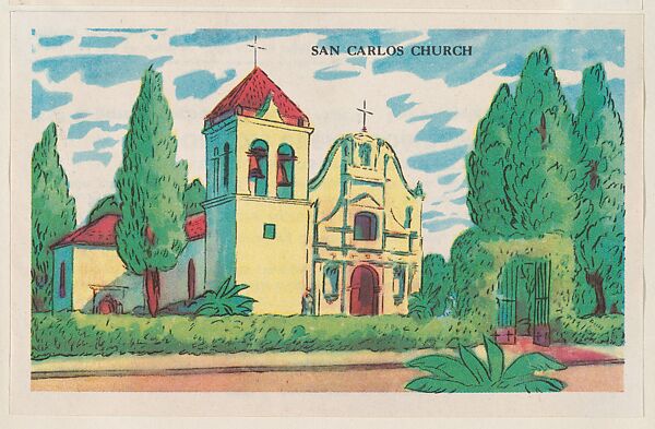 San Carlos Church, bakery card from the Missions series (D39-6), issued by the Gordon Bread Company, Issued by Gordon Bread Company, Commercial color lithograph 