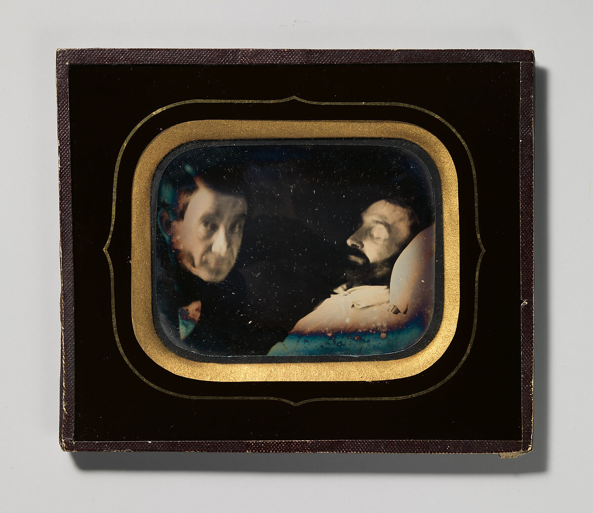 [Portrait of Living Man beside Dead Man], Louis Dodero (Italian, active France, 1840s–60s), Daguerreotype 