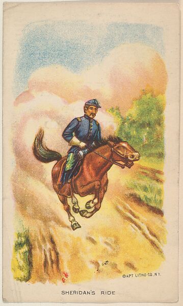 Sheridan's Ride, bakery card from the Historical Picture Cards series (D42), issued by Liberty Baking Company, Issued by Liberty Baking Company, Commercial color lithograph 