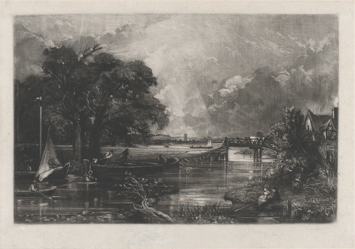 River Stour, David Lucas (British, Geddington Chase, Northamptonshire 1802–1881 London), Mezzotint on chine collé; proof before published state 