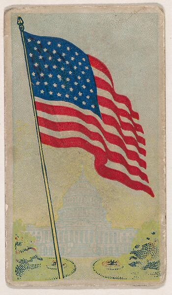 American flag, bakery card from the Flags series (D34), issued by the Ward-Mackey Company, Issued by Ward-Mackey Company, Commercial color lithograph 