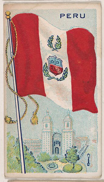Peru, bakery card from the Flags series (D34), issued by the Ward-Mackey Company, Issued by Ward-Mackey Company, Commercial color lithograph 