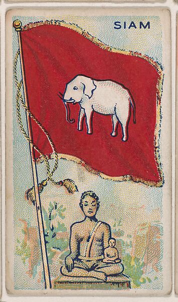 Siam, bakery card from the Flags series (D34), issued by the Ward-Mackey Company, Issued by Ward-Mackey Company, Commercial color lithograph 
