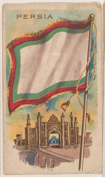 Persia, bakery card from the Flags series (D34), issued by the Weber Baking Company, Issued by Weber Baking Company, Commercial color lithograph 