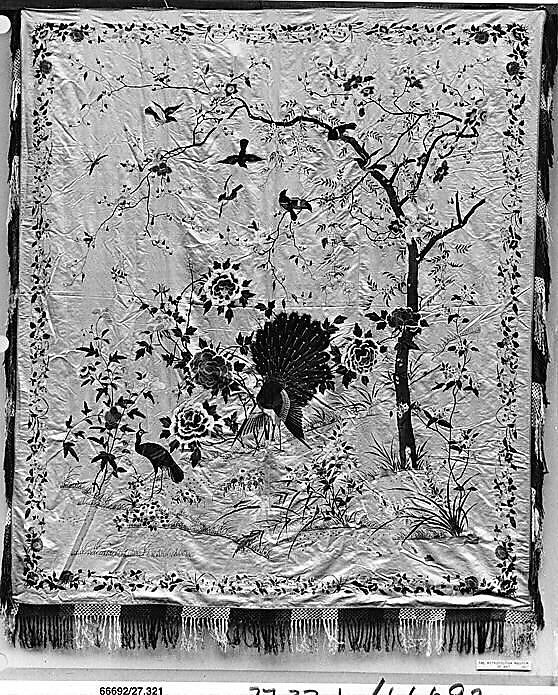 Bedspread, Silk;  on silk;  lined with silk, China 