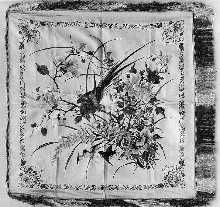 Pillow Cover, Silk;  on silk, China 