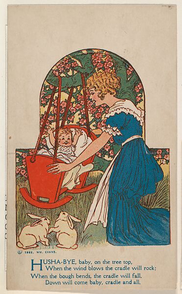 Husha-Bye Baby, bakery card from the Mother Goose Toys series (D54), issued by the City Bakery, Issued by City Bakery, Commercial color lithograph 
