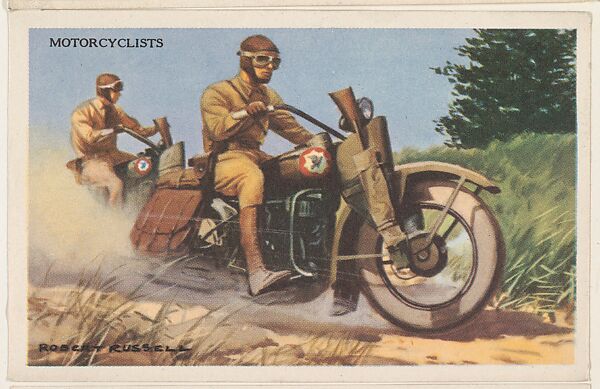 Motorcyclists, bakery card from the National Defense series (D59), issued by Bell Bakeries, Inc., Issued by Bell Bakeries, Inc., Commercial color lithograph 