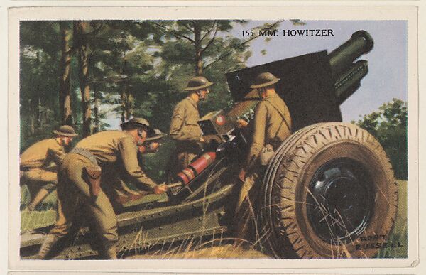 155 MM. Howitzer, bakery card from the National Defense series (D59), issued by Bell Bakeries, Inc., Issued by Bell Bakeries, Inc., Commercial color lithograph 