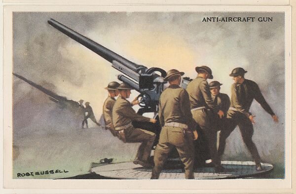 Anti-Aircraft Gun, bakery card from the National Defense series (D59), issued by Bell Bakeries, Inc., Issued by Bell Bakeries, Inc., Commercial color lithograph 